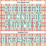Custom Cream White-Aqua Check Board 3D Pattern Design Bomber Full-Snap Varsity Letterman Jacket