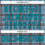 Custom Shadow Blue Teal Navy-Gray Classic Western Plaid 3D Pattern Design Bomber Full-Snap Varsity Letterman Jacket