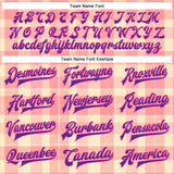 Custom Medium Pink Purple-Pink Classic Western Plaid 3D Pattern Design Bomber Full-Snap Varsity Letterman Jacket