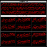 Custom Black Red Bomber Full-Snap Varsity Letterman Hoodie Jacket