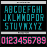 Custom Black Pink-Teal Bomber Full-Snap Varsity Letterman Hoodie Jacket