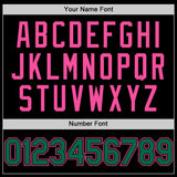 Custom Black Kelly Green-Pink Bomber Full-Snap Varsity Letterman Hoodie Jacket