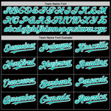 Custom Black Aqua-White Bomber Full-Snap Varsity Letterman Two Tone Hoodie Jacket