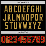 Custom Black Red-Old Gold Bomber Full-Snap Varsity Letterman Two Tone Hoodie Jacket