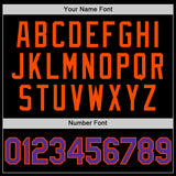 Custom Black Purple-Orange Bomber Full-Snap Varsity Letterman Two Tone Hoodie Jacket