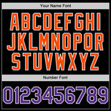 Custom Black Purple-Orange Bomber Full-Snap Varsity Letterman Two Tone Hoodie Jacket