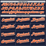 Custom Navy Orange-White Bomber Full-Snap Varsity Letterman Hoodie Jacket