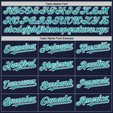 Custom Navy Teal-White Bomber Full-Snap Varsity Letterman Hoodie Jacket