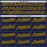 Custom Navy Cream-Gold Bomber Full-Snap Varsity Letterman Two Tone Hoodie Jacket