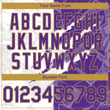 Custom Graffiti Pattern Purple-Old Gold Scratch 3D Bomber Full-Snap Varsity Letterman Hoodie Jacket