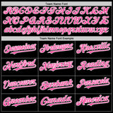 Custom Black Pink-White Bomber Full-Snap Varsity Letterman Two Tone Lapel Collar Byron Jacket
