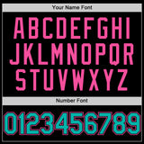 Custom Black Aqua-Pink Bomber Full-Snap Varsity Letterman Two Tone Lapel Collar Byron Jacket