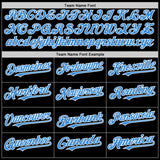 Custom Black Powder Blue-White Bomber Full-Snap Varsity Letterman Two Tone Lapel Collar Byron Jacket