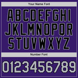 Custom Purple Gray-Black Bomber Full-Snap Varsity Letterman Two Tone Hoodie Jacket