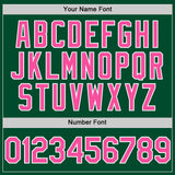 Custom Kelly Green Pink-White Bomber Full-Snap Varsity Letterman Two Tone Hoodie Jacket