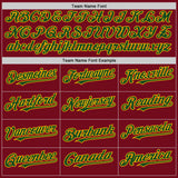 Custom Crimson Green-Gold Bomber Full-Snap Varsity Letterman Hoodie Jacket