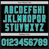 Custom Black Aqua-White Bomber Varsity Letterman Zipper Jacket