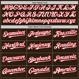 Custom Brown White-Red Bomber Full-Snap Varsity Letterman Two Tone Hoodie Jacket