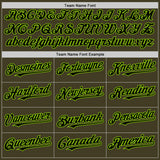 Custom Olive Black-Neon Green Bomber Full-Snap Varsity Letterman Salute To Service Hoodie Jacket