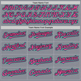 Custom Gray Aqua Black-Pink Bomber Full-Snap Varsity Letterman Hoodie Jacket