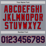 Custom Gray Navy-Red Bomber Full-Snap Varsity Letterman Hoodie Jacket
