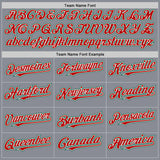 Custom Gray Kelly Green-Red Bomber Full-Snap Varsity Letterman Hoodie Jacket