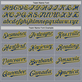 Custom Gray Royal-Yellow Bomber Full-Snap Varsity Letterman Two Tone Hoodie Jacket