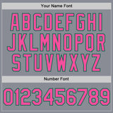 Custom Gray Pink-Kelly Green Bomber Full-Snap Varsity Letterman Two Tone Hoodie Jacket