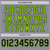 Custom Gray Black-Neon Green Bomber Full-Snap Varsity Letterman Two Tone Hoodie Jacket