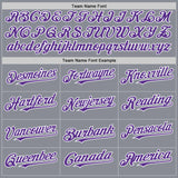 Custom Gray Purple-White Bomber Full-Snap Varsity Letterman Two Tone Hoodie Jacket