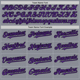 Custom Gray Purple-Black Bomber Full-Snap Varsity Letterman Two Tone Hoodie Jacket