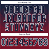 Custom Navy Crimson-White Gradient Square Shape 3D Pattern Design Bomber Full-Snap Varsity Letterman Hoodie Jacket