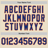 Custom Cream Royal Orange-White Bomber Full-Snap Varsity Letterman Hoodie Jacket