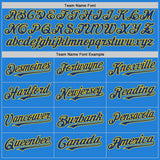Custom Powder Blue Royal-Yellow Bomber Full-Snap Varsity Letterman Two Tone Hoodie Jacket