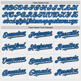 Custom White Powder Blue-Black Bomber Full-Snap Varsity Letterman Two Tone Hoodie Jacket
