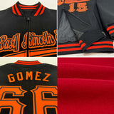 Custom Red Black-Gold Bomber Varsity Letterman Two Tone Zipper Jacket