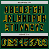 Custom Kelly Green Black-Gold Bomber Varsity Letterman Two Tone Zipper Jacket