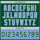 Custom Kelly Green Light Blue-White Bomber Varsity Letterman Two Tone Zipper Jacket