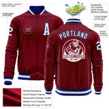 Custom Crimson White-Royal Bomber Varsity Letterman Zipper Jacket