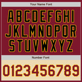 Custom Crimson Black-Gold Bomber Varsity Letterman Two Tone Zipper Jacket