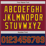 Custom Crimson Gold-Navy Bomber Varsity Letterman Two Tone Zipper Jacket