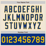 Custom Cream Yellow Royal-White Bomber Varsity Letterman Two Tone Zipper Jacket