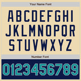 Custom Cream Teal Gray-Navy Bomber Varsity Letterman Two Tone Zipper Jacket