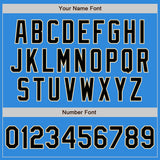 Custom Powder Blue Black-Cream Bomber Varsity Letterman Zipper Jacket