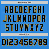 Custom Powder Blue Black-Old Gold Bomber Varsity Letterman Zipper Jacket