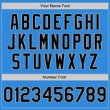 Custom Powder Blue Black-Gray Bomber Varsity Letterman Zipper Jacket