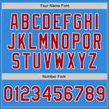 Custom Powder Blue Red-White Bomber Varsity Letterman Zipper Jacket