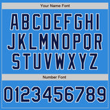 Custom Powder Blue Navy-White Bomber Varsity Letterman Zipper Jacket