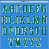 Custom Powder Blue Kelly Green-White Bomber Varsity Letterman Zipper Jacket