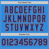 Custom Powder Blue Royal-Orange Bomber Varsity Letterman Zipper Jacket